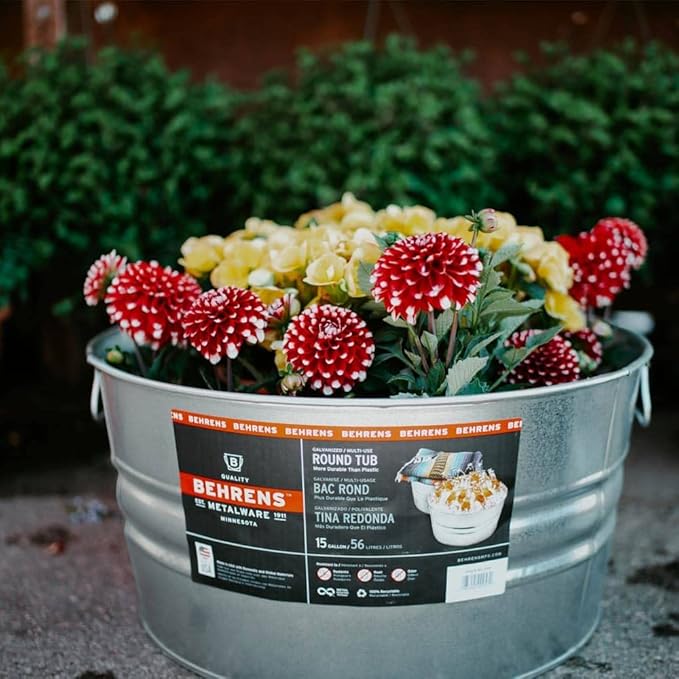 Behrens High Grade Steel 2GS 15 Gal Silver Galvanized Steel Round Tub