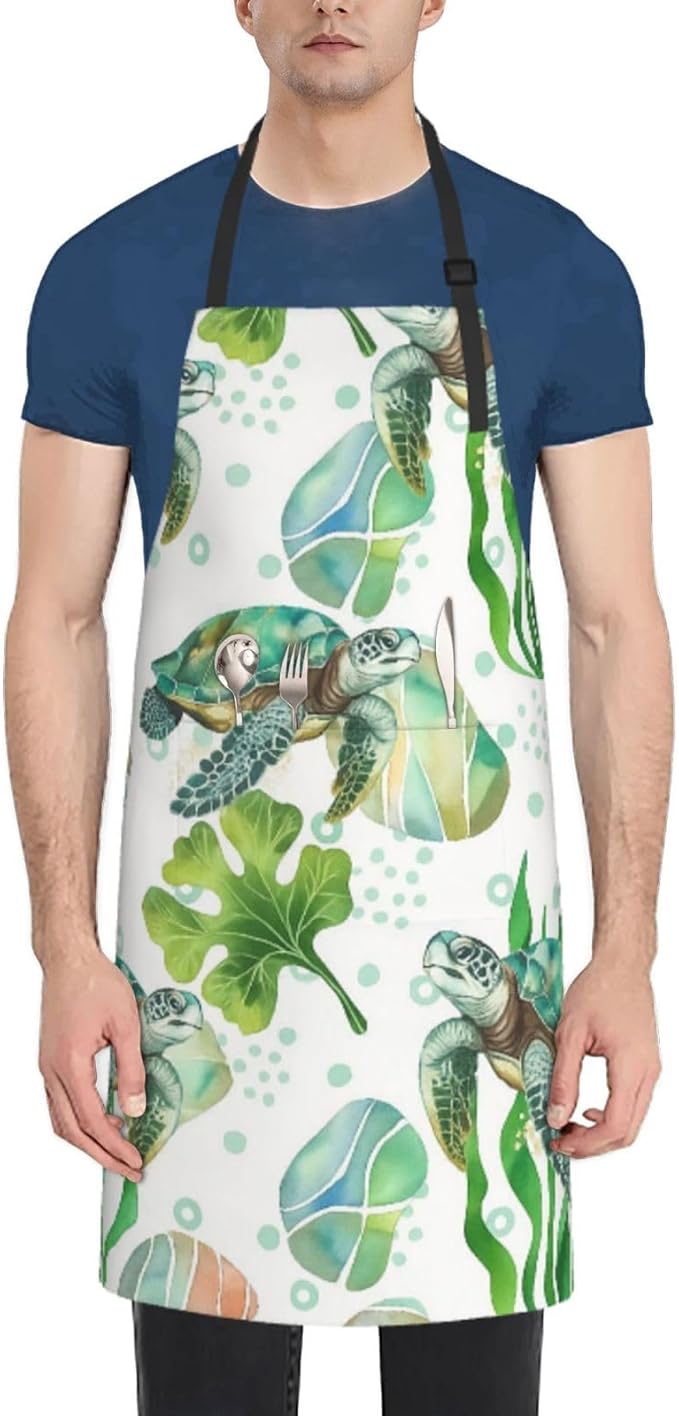 Serene Swan In Stream Adjustable Waterproof Apron Work Cooking Apron With Pockets For Men Women