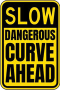 Vintage Metal Sign SLOW! DANGEROUS CURVE AHEAD Tin Sign Retro Wall Decor For Home Coffee Bar Funny Aluminum Sign 8x12 inch