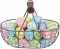 DOITOOL Egg Basket for Fresh Eggs with Wooden Handle Vintage Style Kitchen Storage Basket for Fruit Bread and Countertop Organization 4.68 Inch Compact Size