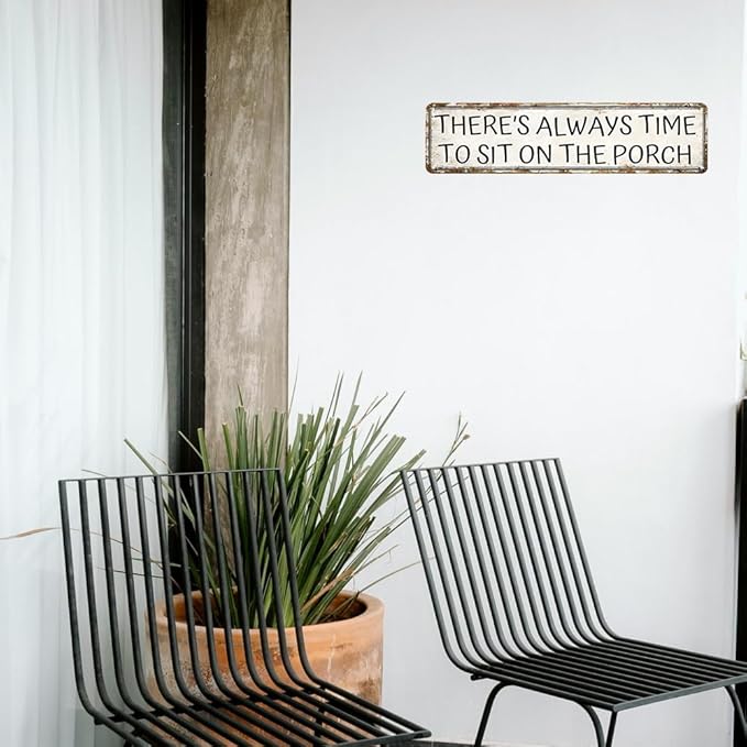 Porch Sign Vintage Metal Tin Sign There's Always Time To Sit On The Porch Metal Tin Sign Porch Signs Outdoor For Home Rustic Farmhouse Porch Wall Art Decor 16x4 Inches