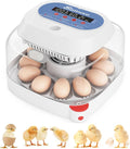 Sailnovo 12 Egg Incubator with Automatic Egg Turning and Humidity Display, 4 Modes Incubators for Hatching Eggs with Bulit-in Candler, 360° View Clear Window, for Chicken,Blue, 11x11x7.6 inch