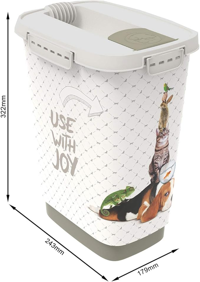Rotho, Cody, Animal Feed Container 10 l, Plastic (PP) BPA Anthracite/White, 10l (24,3 x 17,9 x 32,2 cm)