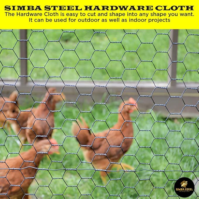 36” x 50 FT PVC Hexagonal Poultry Netting Chicken Wire | 1" Mesh | 20 Gauge | Black PVC Vinyl Coated | Rust Proof | for Garden, Fence, Chicken, Rabbit, Pet Enclosures