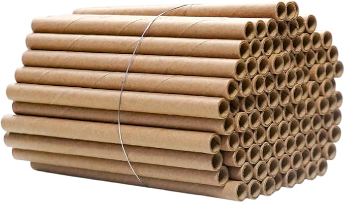 Mason Bee Tubes 100 Pack - 6" Length x 5/16" Diameter Kraft Paper Nesting Tubes, Refill Inserts for Mason Bee House, Bee Keeper Starter Kit
