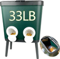 33 LB Automatic Chicken Feeder No Waste with 4 Pcs Port Large Capacity Free-Standing Poultry Food Feeder Outside and Indoor DIY Gravity Poultry Feeding Dispenser for Chicken Geese Quails and Turkeys