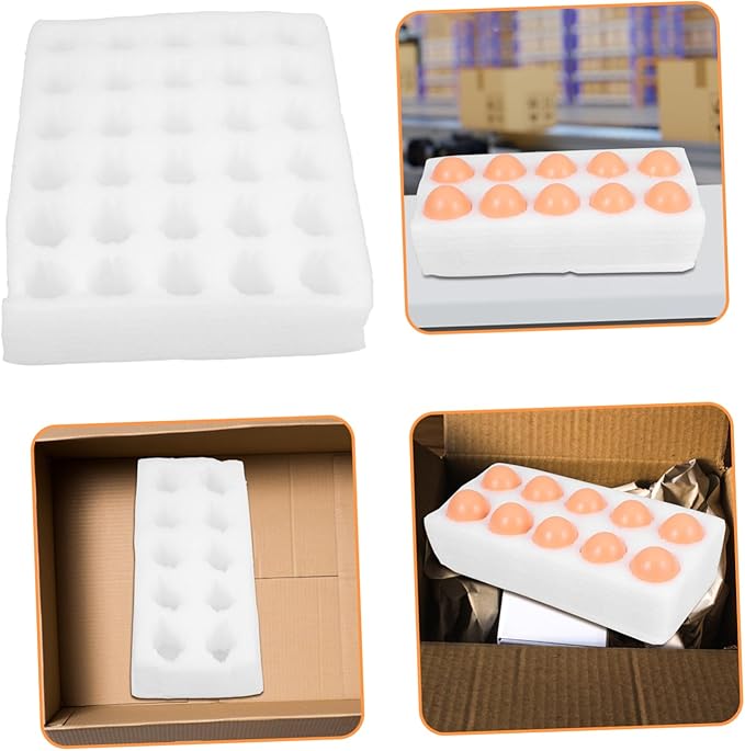 Egg Carton Storage Box Cushioning Foam 10-Cell Egg Crate Tray for Safe Shipping and Refrigerator Organization