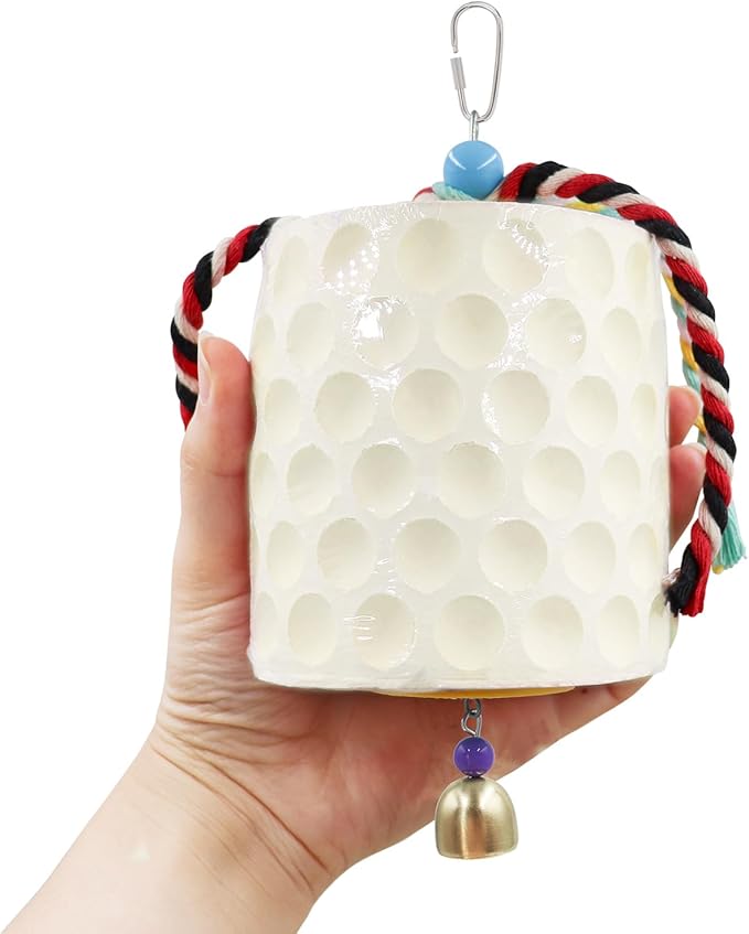 Oooct Large Chicken Chewing Toy, Chick Beak Grinding Calcium Stone with Bells, Chicken Coop Accessories, Cage Toys for Cockatiel Parakeet Parrot Budgies Rat Hamster Rabbit Bunny Green