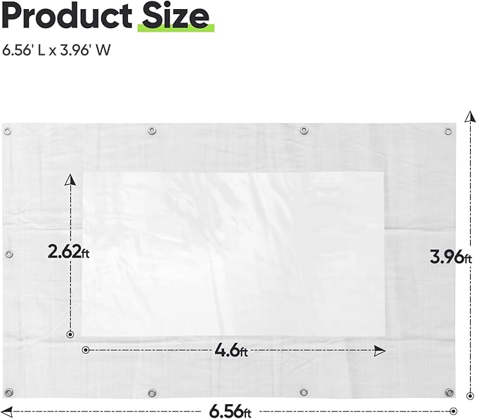 Quictent 6.6x4 FT Chicken Coop Cover Heavy Duty Winter Wrap with Window, Waterproof Chicken Run Tarp, Windproof Insulation Shield, 20 Ball Bungees (Side Panels, 2 Packs)