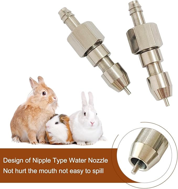 10pcs Stainless Steel Rabbit Water Nipples Metal Dispenser Hamster Waterer Automatic Watering System Kit