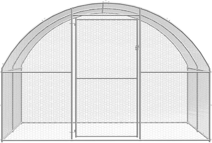 Large Metal Chicken Coop, Walk-in Poultry Cage for Backyard, Galvanized Steel Run for Hens, Ducks, and Small Animals, 9.8 x 9.8 x 6.6 ft Outdoor Enclosure