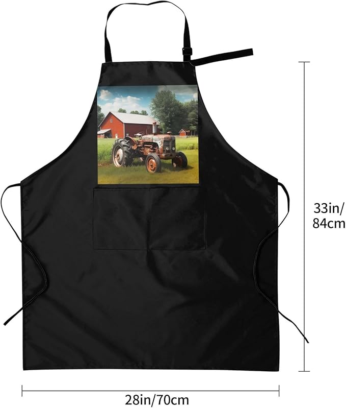 Company Farm Tractor Aprons for Women with 2 Pockets, Kitchen Cooking Apron for Men, Water and Oil Resistant, Adjustable Bib Apron Extra Long Work Aprons for Dishwashing, Dog Grooming
