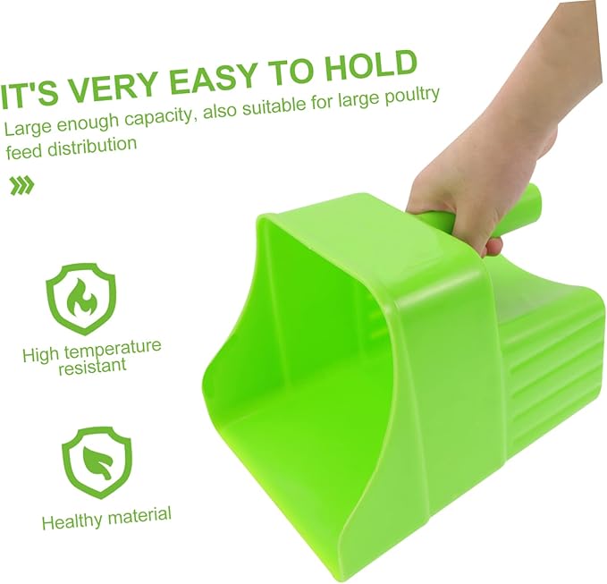 Thick Plastic Feed Shovel for Livestock Heavy-Duty Animal Feed Scoop Ergonomic Handle for Grain and Fodder in Farms