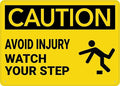 Caution Avoid Injury Watch Your Step Tin Sign Warning Metal Sign Vintage Wall Decor for Home Farm Bar Coffee Shop Club Decoration 12x16 Inch