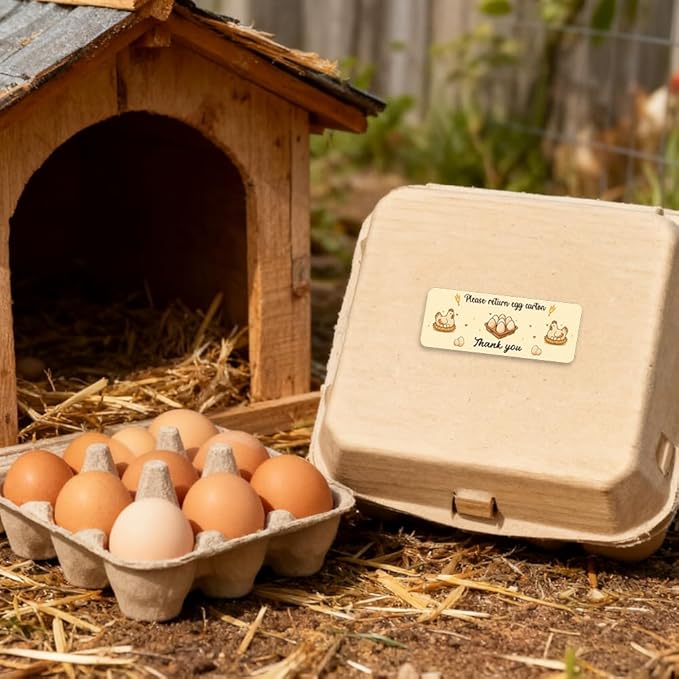 180 Pcs Farm Fresh Eggs Carton Labels, 2.6 x 0.98 in Rectangular Beige Tones Unwashed Eggs Labels Self-Adhesive Egg Packaging Stickers for Chicken Egg Box Container Farm Supplies