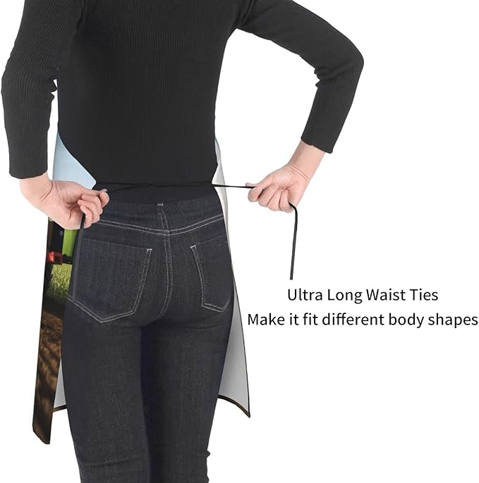 Tractor farm Aprons with Pockets, Waterproof Apron for Women Men Kitchen Cooking Apron Adjustable Bib Apron Extra Long Grilling Aprons Chef Apron for Dishwashing