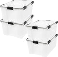 IRIS USA 4 Pack 63 Qt Storage Bins Plastic Gasket Box with Tight Latching Lids