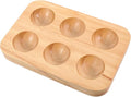 6holes Wooden Egg Holder Tray for Refrigerator Durable Natural Wood Egg Storage Container Capacity for Kitchen Organization and Display Housewarming Gift