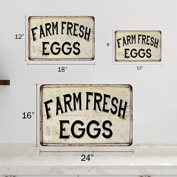 Chico Creek Signs Farm Fresh Eggs Sign Vintage Sweet Farmhouse Signs Decor Chicken Coop Decorations Barnyard Egg For Sale Hen House Rustic Accessories Tin Wall Art 8 x 12 High Gloss Metal 208120020091