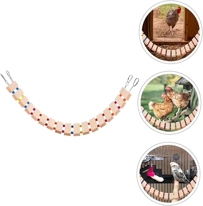 Yardwe Chicken Coop Swing Toy Wood Stand Perch Chicken Roosting Bars Toys for Coop Poultry Decor