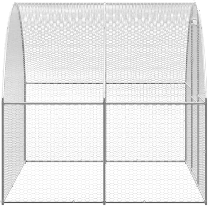 Large Outdoor Chicken Coop Walk-in Metal Run 9.8 x 9.8 x 6.6 Ft Galvanized Steel Enclosure for Poultry Ducks Goats Small Animals Backyard Shelter