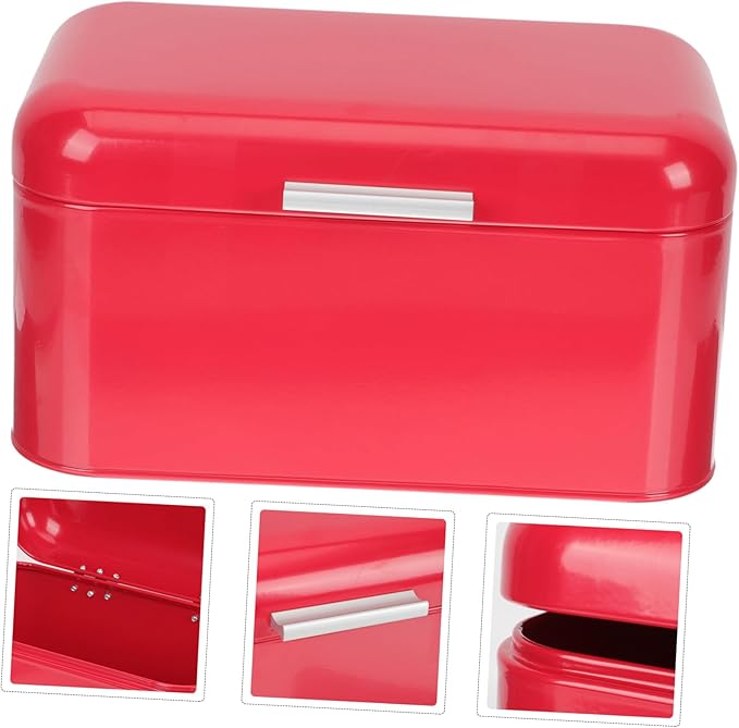 Vintage Metal Bread Box with Airtight Iron Construction Capacity Storage Bin for Kitchen Countertop Flat-bottomed Bread Holder Organizer for Home Supplies and Grain Container