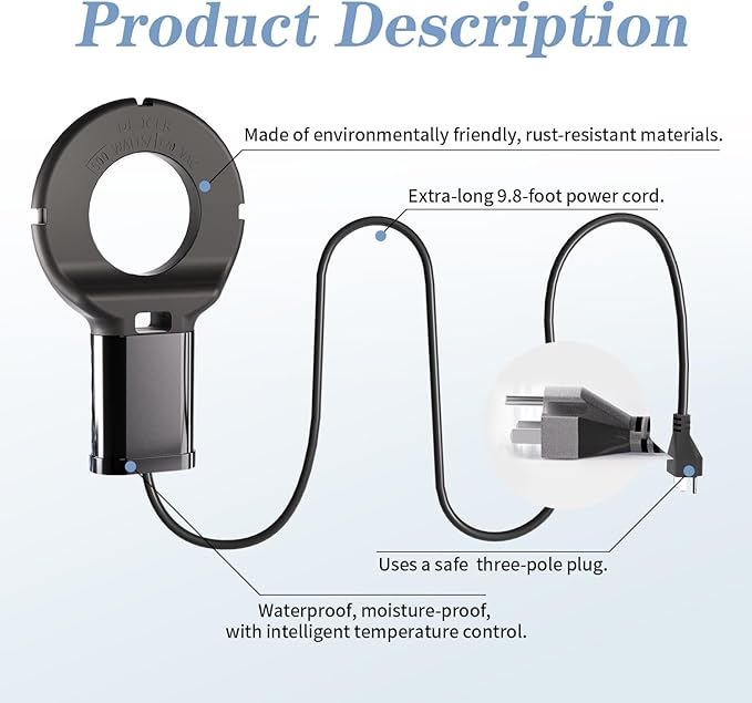 3PCS 500 Watt Bird Bath De-Icer with Thermostat, Cast Aluminum Submersible Chicken Water Heater, Heated Bird Bath, Power Cord 9.8 Ft