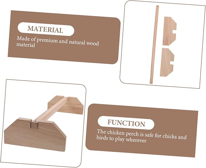 BESPORTBLE Bite Resistant Wooden Chicken Perch Stand for Hens and Birds Safe Chewable Roosting Bar for Chick Brooder and Coop Natural Bird Perches for Parrots and Pets Chick Training