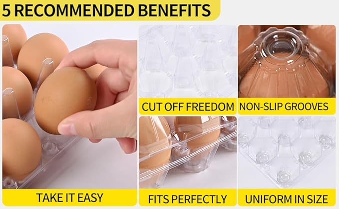 100 pc clear plastic Egg Cartons Cheap Bulk, 12grid Reusable Eggs Carton Bulk, clear plastic egg cartons,Egg cartons cheap bulk Perfect for Family, Farm, Markets, Display(3x4 egg cartons)