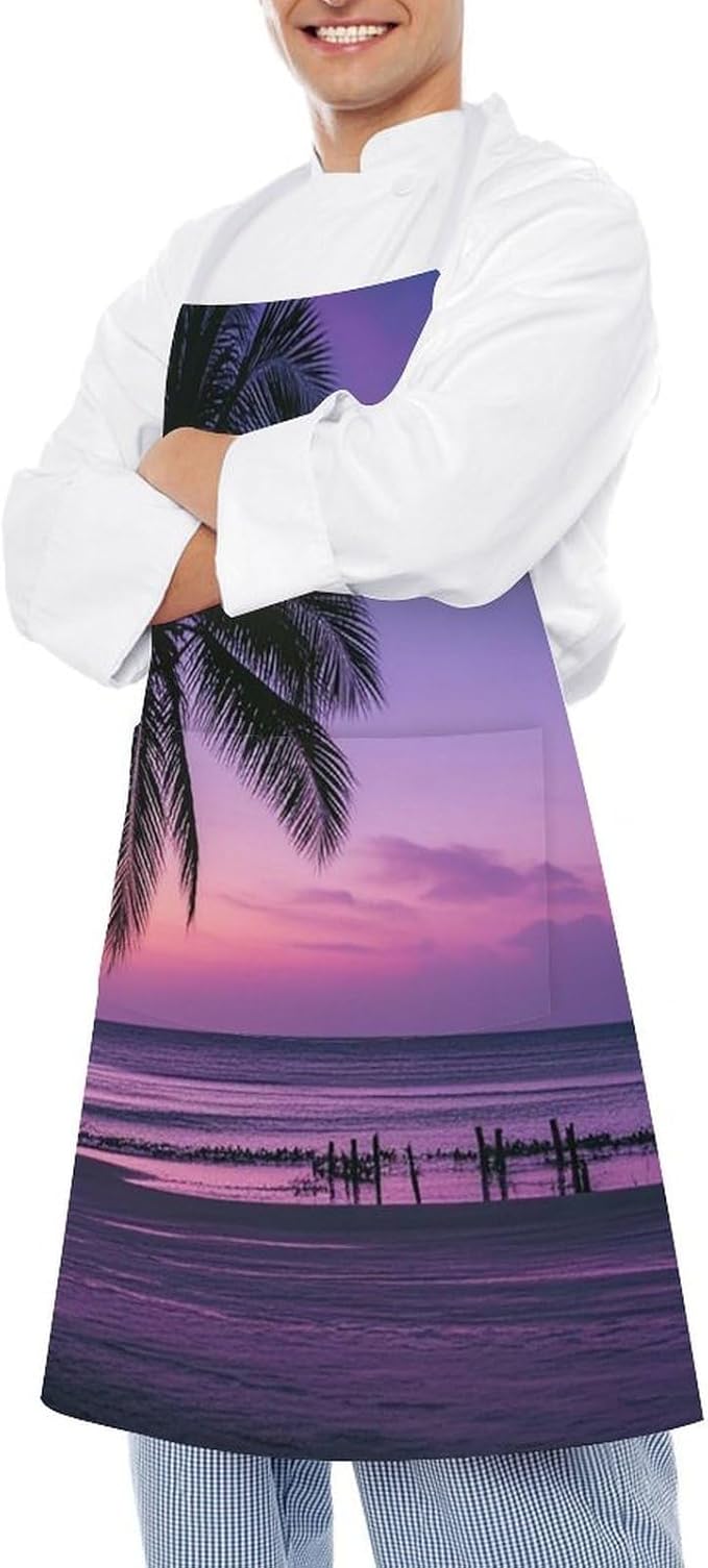 Waterproof Apron Adjustable Bib Aprons with Pockets Orange Cat Sleeping Apron Kitchen Aprons for Women Men