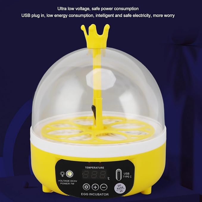 FOSA Mini Egg Incubator, Automatic Temperature Humidity Control, Transparent Lid, Multifunctional Hatching with Chicken Eggs, Eggs, Quail Eggs (Manual Turning)