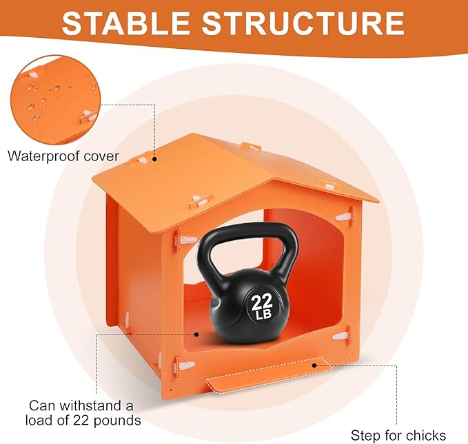 Chicken Nesting Boxes Egg Laying Nest Box for Chicken Coop, Easy to Assemble & Versatile Use for Hens, Ducks, Orange 3 Packs