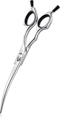 PURPLEBIRD 6.5 Inch Downward Curved Dog Grooming Scissors Pet Cutting Shears Professional Safety Blunt Tip Trimming Shearing for Dog Cat Face Paw Limb Japanese Stainless Steel Silver