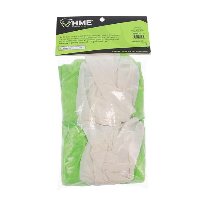 HME Game Cleaning Gloves (Pack of 4) | Disposable Shoulder-Length Field Dressing Gloves with Elastic Bands and Form-Fitting Gloves for Cleaning Large & Small Game