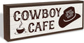 Cafe Decor, Cowboy Cafe Sign, Decorative Wooden Wall Plaque, Modern Farmhouse Western Decor, Funny Kitchen Bar Signs, Wall Decors Art, Housewarming Gift 9.5x3.1x1 inches