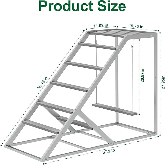 Chicken Perch Swing for Coop – Wooden Hanging Roosting Bar & Climbing | Chicken Perch for Hens & Chicks | Chicken Coop Accessories for Exercise, Pecking & Balance Training,Grey