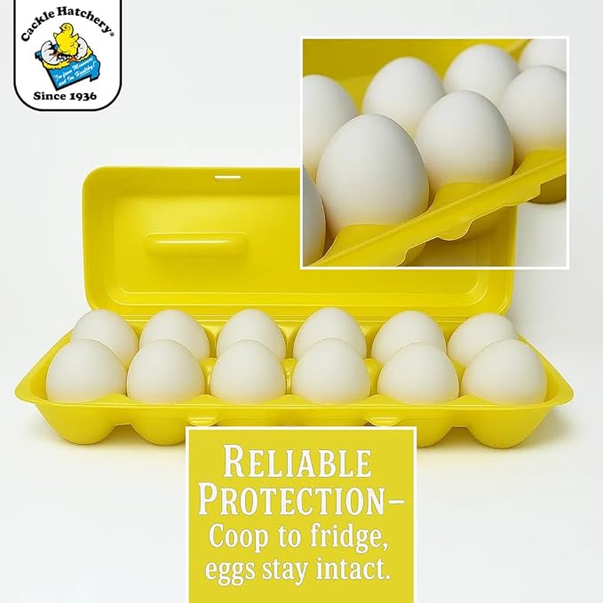 Cackle Hatchery Foam Egg Cartons for Chicken Eggs Holds 1 Dozen Eggs (Yellow, 50)