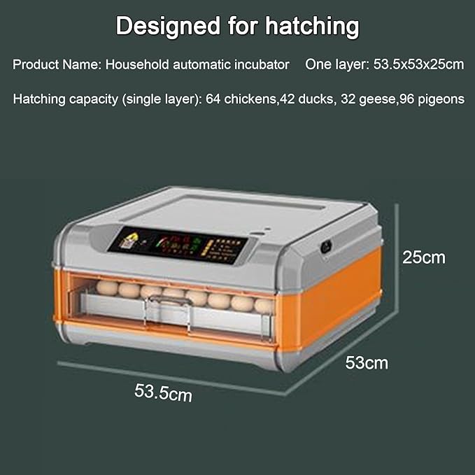 Automatic Incubator, Egg Incubator, with Automatic Temperature and Humidity Control Chicken Incubators for Hatching Eggs,192Eggs,64Eggs