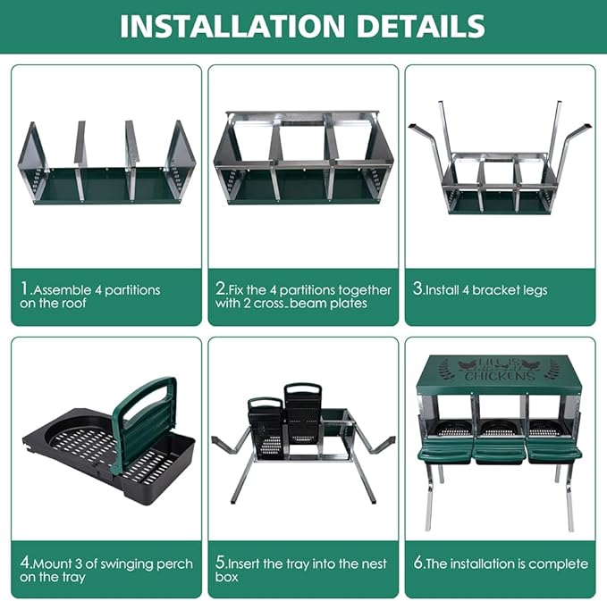 Tgeyd Nesting Boxes - 3 Holes for Laying Eggs - Chicken Brooder Box with Perch - Coops for 3 Up to 12 Chickens