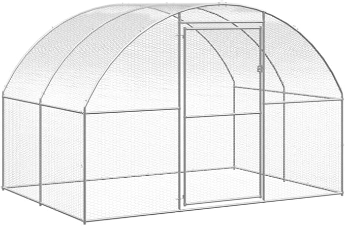 Large Outdoor Chicken Coop with Waterproof Cover, Heavy Duty Galvanized Steel Metal Run for Poultry, Hens, and Ducks, Walk-in Backyard Cage