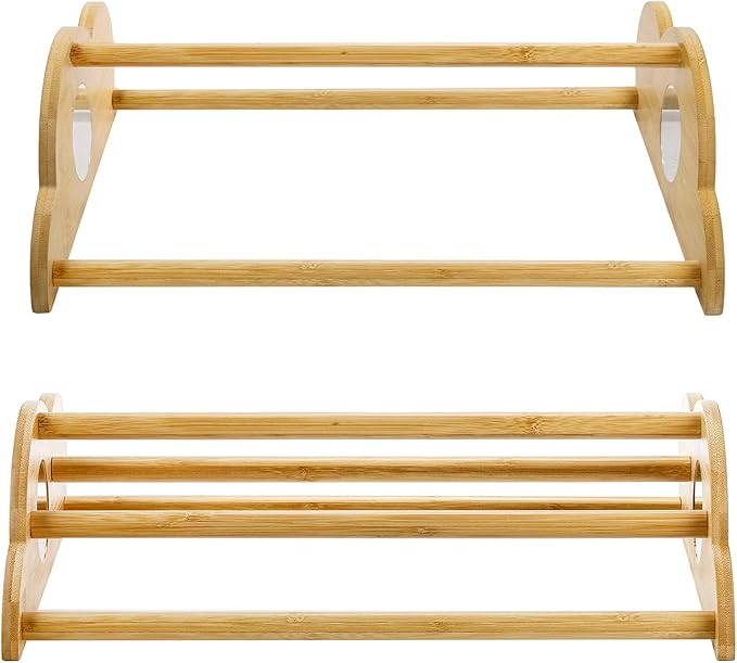 Frcctre 2 Pack Bamboo Chicken Perch, Freestanding Roosting Bar Set Baby Chick Stand Training Perch Chicken Jungle Gym with Built-in Mirrors for Brooder, Coop, Hens