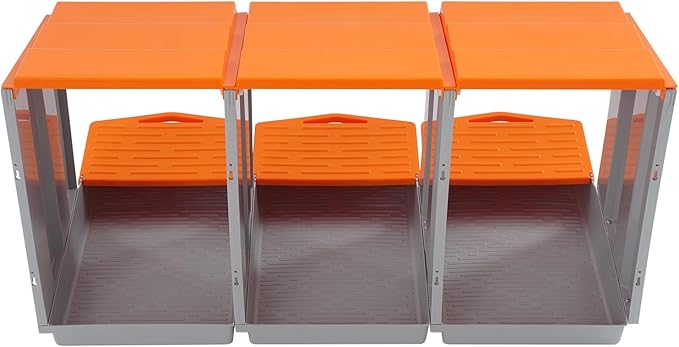 Chicken Nesting Box, 3 Compartments PP Nesting Box, Wall Mountable Nesting Boxes with Inclined Top, Drain Holes & Resting Platform for Chicken and Poultry to Collect Eggs
