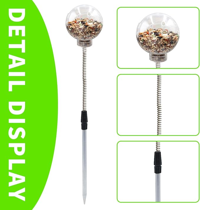Chicken Treat Dispenser, Chicken Enrichment Toys with Spring and Ground Stake, Feeder for Coop, Coop Accessories for Hens, Geese, Ducks, Turkeys, Other Poultry