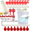 Complete Set Pipeline Automatic Chicken Waterer System, DIY Chicken Water Feeder with 9 Chicken Water Cups,1/2" PVC Tee Fittings & Pipe,Brass Pipe Fittings, Ball Valves, Poultry Waterer