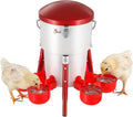 Metal Chick Waterer, Poultry Waterer Container Tank, Chickens, Ducks & Other Poultry for Enthusiasts, Agriculturists, and Ranchers, 0.5 Gallon
