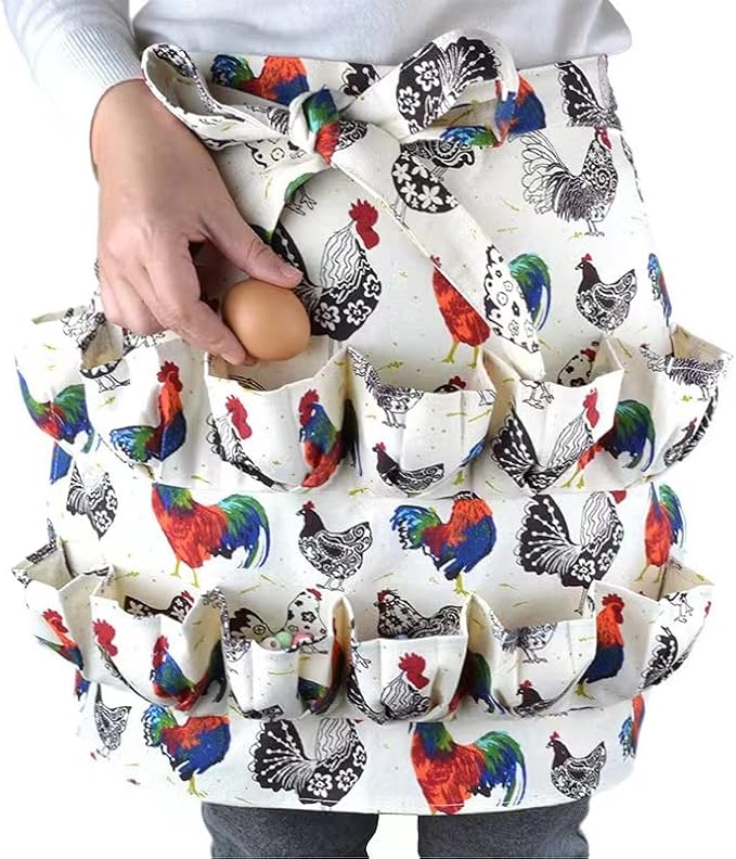 Sefiron Chicken Egg Collecting Apron,12 Deep Pockets for Hense,Duck,Goose Eggs