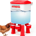 Hanging Automatic Chicken Waterer, Plastic Chicken Water Poultry Drinker, Detachable Legs, Poultry Water, Fresh Water for Chicken, Goose, Duck (Light Red, 2 Gallon)