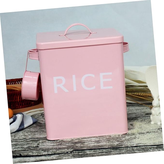 Toyvian Pet Food Storage Barrel with Airtight Seal and Lid, Large Capacity Metal Grain Container with Measuring Cup, Moisture-proof Dog and Cat Food Storage Bin for Household Use