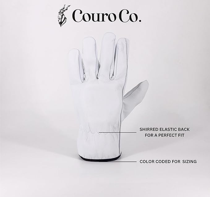 3-Pair Goatskin Leather Work Gloves I Driver Gloves for Construction, Industrial, Truck Driving, Warehouse, Gardening