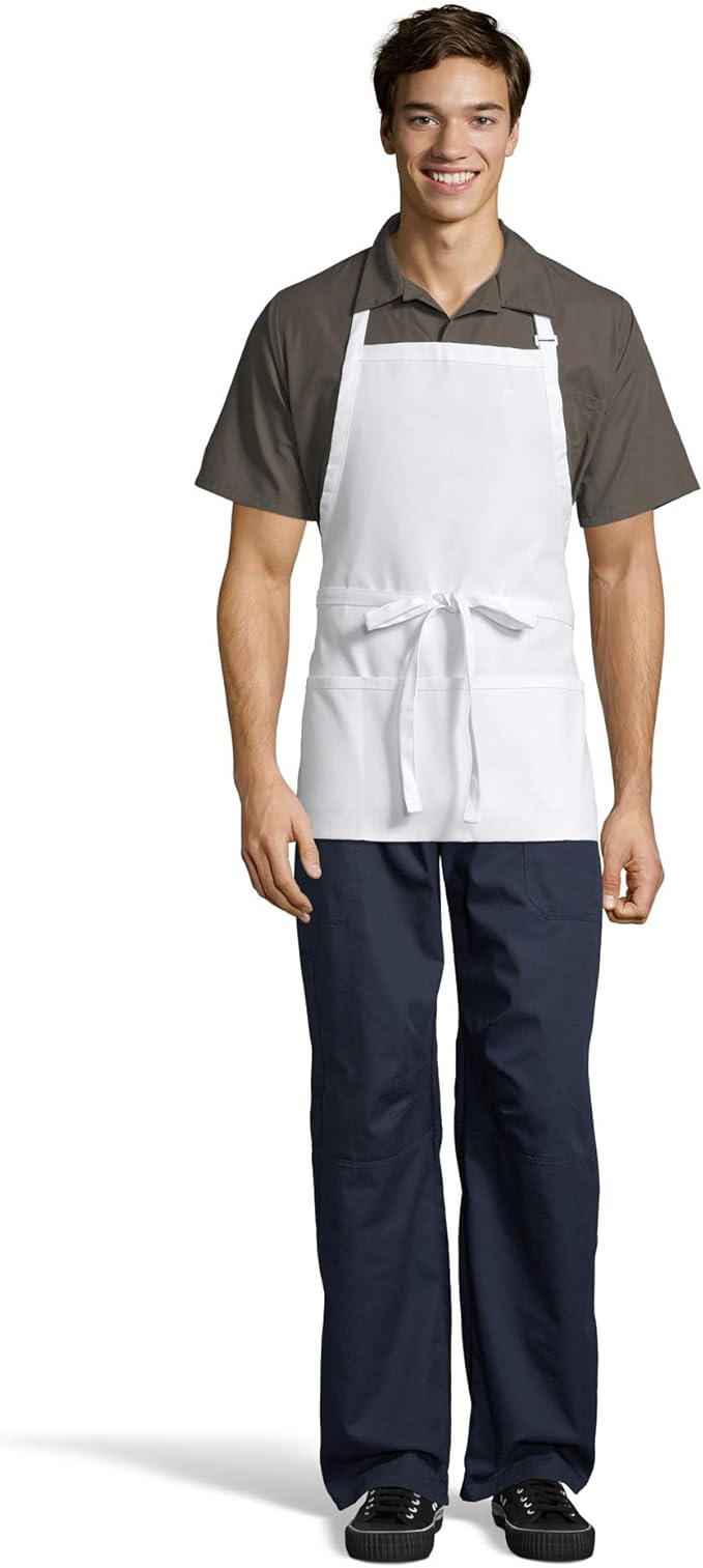 Uncommon Threads Unisex Adjustable 3 Pocket Restaurant Bib Apron